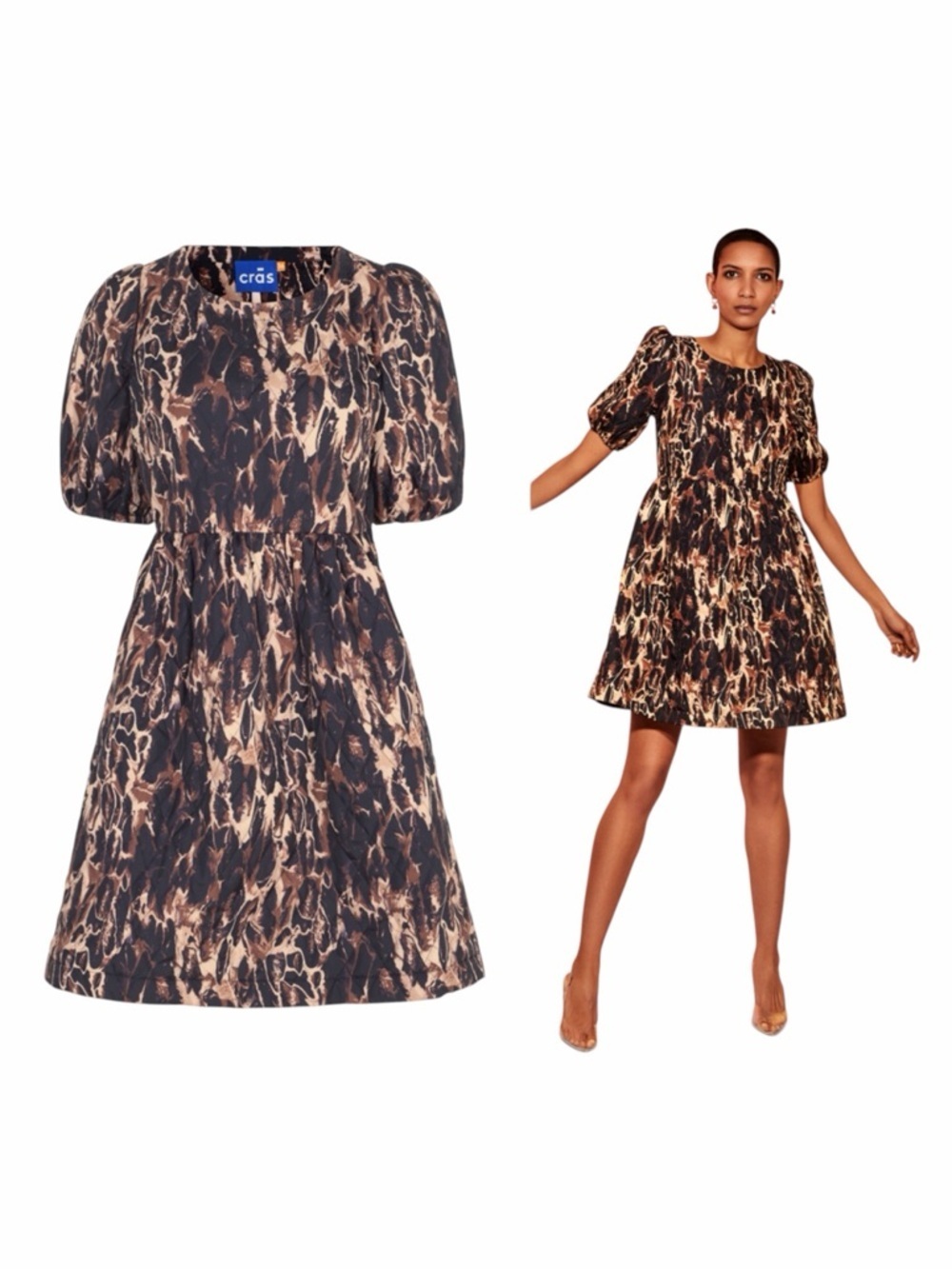 NWT! CRAS TRICIA QUILTED PUFFER DRESS in Color/Print HALLI. Size EU 36/US 4.